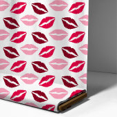 Rosa und roter Lipstick Kisses Pattern Stoff