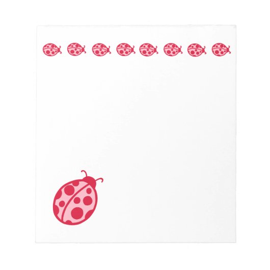 Rosa und roter Marienkäfer Notizblock (Vorderseite)