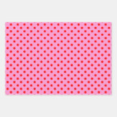 Rosa und roter Polka-Punkt gestrichen Geschenkpapier Set (Vorderseite 2)