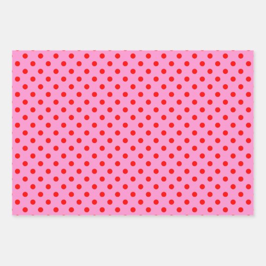Rosa und roter Polka-Punkt gestrichen Geschenkpapier Set (Vorderseite 2)