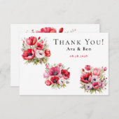 Rosa und roter Poppe mit Tulips Danke Karte (Vorne/Hinten)