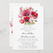 Rosa und roter Poppy Tulips Bridesmaids Luncheon Einladung (Vorne/Hinten)