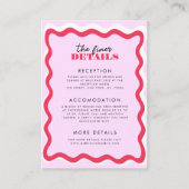 Rosa und roter Rahmen Retro 70er Details Hochzeit Begleitkarte (Vorderseite)