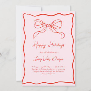 Rosa und Roter Retro Bow Business Französisch Weih Feiertagskarte