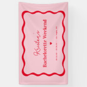 Rosa und roter Retro-Junggeselinnen-Abschied Banner (Vertikal)