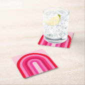 Rosa und roter Retro-Regenbogen Rechteckiger Pappuntersetzer (Vor Ort)