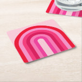 Rosa und roter Retro-Regenbogen Rechteckiger Pappuntersetzer (angewinkelt)