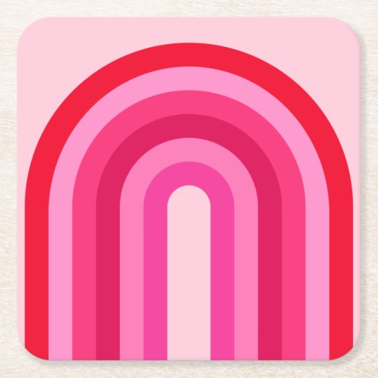 Rosa und roter Retro-Regenbogen Rechteckiger Pappuntersetzer (Vorderseite)