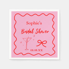 Rosa und roter Retro-Wavy-Cocktail Napkins Serviette