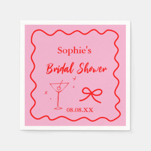 Rosa und roter Retro-Wavy-Cocktail Napkins Serviette