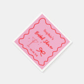 Rosa und roter Retro-Wavy-Cocktail Napkins Serviette (Ecke)