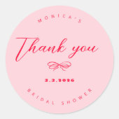 Rosa und roter Retrobogen vielen Dank Runder Aufkleber (Vorderseite)