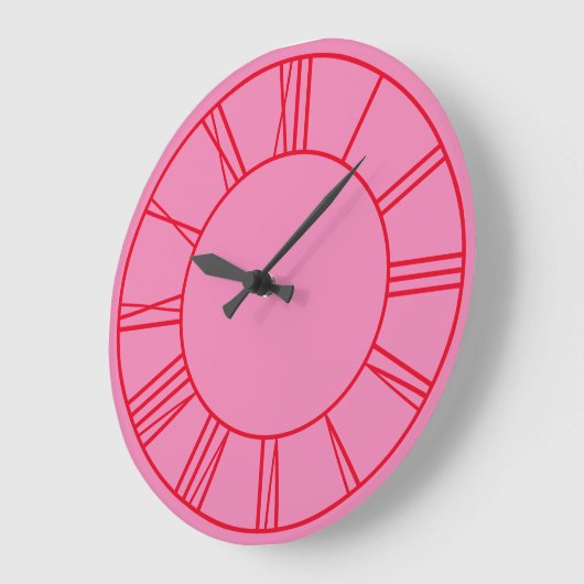 Rosa und roter Ring römische Zahlen Große Wanduhr (Winkel)