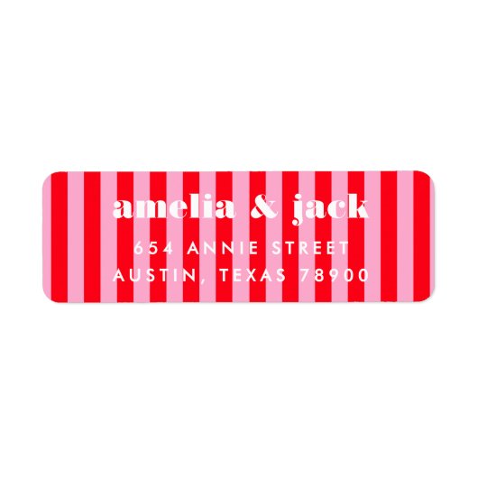 Rosa und roter Streifen Bright Bold Rücksendeadres (Vorne)