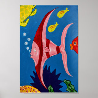 Rosa und roter tropischer Fisch Poster