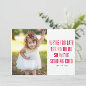 Rosa und roter Valentinstag Fotokarte Feiertagskarte (Stehend Vorderseite)