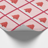 Rosa und roter Weihnachtsbaum Geschenkpapier (Ecke)