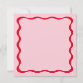 Rosa und roter, welliger Retro-Platz Einladung (Rückseite)