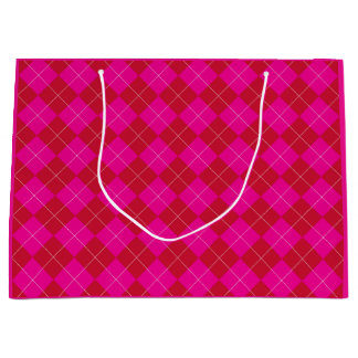 Rosa und rotes Argyle-Weihnachten im Prepppy-Stil Große Geschenktüte