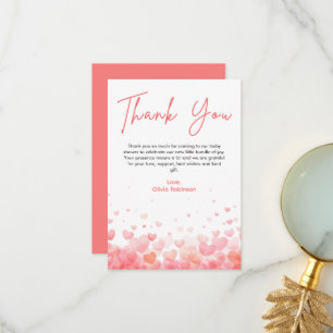 Rosa und Rotes Baby Shower für ein kleines Herzche Dankeskarte