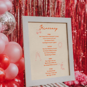 Rosa und rotes Bachelorette - Weekend - Signatur d Poster