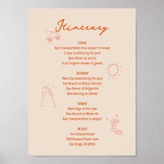 Rosa und rotes Bachelorette - Weekend - Signatur d Poster (Vorne)