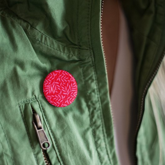 Rosa und rotes Blattwerk Button