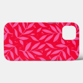 Rosa und rotes Blattwerk Case-Mate iPhone Hülle (Rückseite (Horizontal))