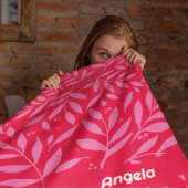 Rosa und rotes Blattwerk Fleecedecke