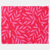 Rosa und rotes Blattwerk Fleecedecke (Vorderseite (Horizontal))