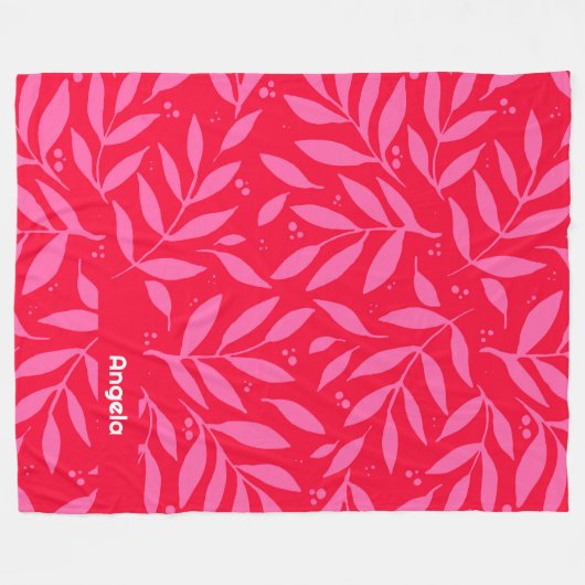 Rosa und rotes Blattwerk Fleecedecke (Vorderseite (Horizontal))