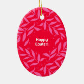 Rosa und rotes Blattwerk Ostern Keramik Ornament (Hinten)