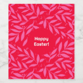 Rosa und rotes Blattwerk Ostern Weinetikett (Einzelnes Label)