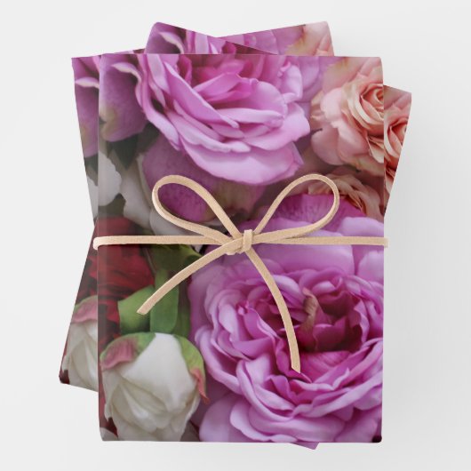 Rosa und rotes Blumenpapier, 3 Blätter (Beispiel)