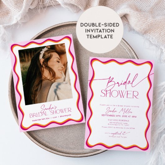 Rosa und rotes Brautparty Einladung