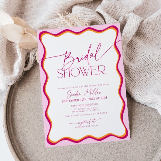 Rosa und rotes Brautparty Einladung