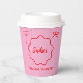 Rosa und rotes Brautparty für die Retro-Grenze Pappbecher (Vorderseite)