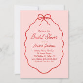 Rosa und rotes Brautparty mit gezogenem Wavy Einladung (Vorderseite)