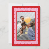 Rosa und rotes Foto Feiertagskarte (Vorderseite)