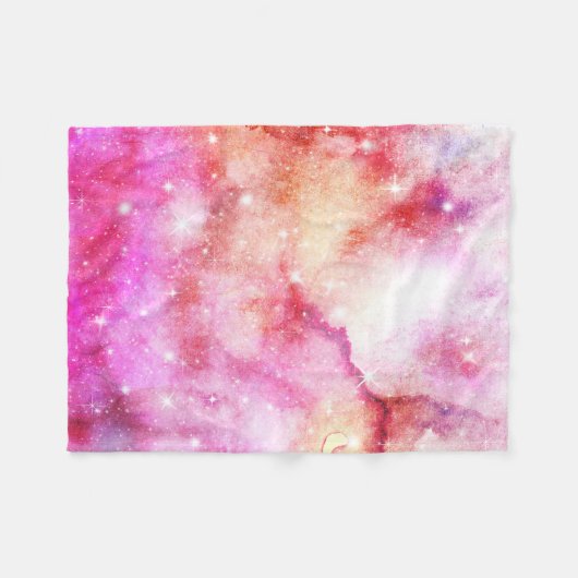 rosa und rotes Galaxiemuster Fleecedecke (Vorderseite (Horizontal))