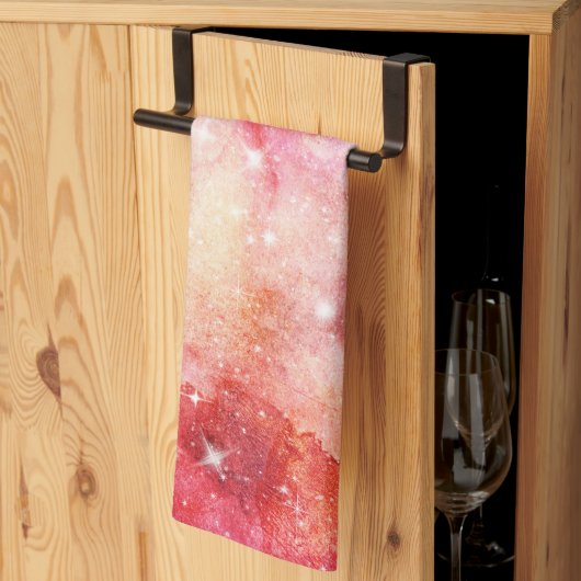 rosa und rotes Galaxiemuster Geschirrtuch (Drittel gefaltet)