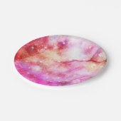 rosa und rotes Galaxiemuster Pappteller (Schrägansicht)
