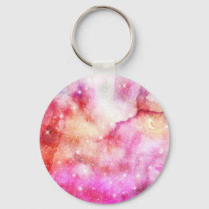Rosa und rotes Galaxienmuster Schlüsselanhänger