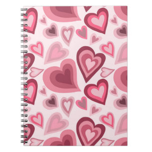 Rosa und rotes geschichtetes Herz-Muster Notizblock
