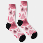 Rosa und rotes geschichtetes Herz Muster Socken (Rechts)