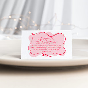 Rosa und rotes, gewelltes Rezept für die Braut Begleitkarte