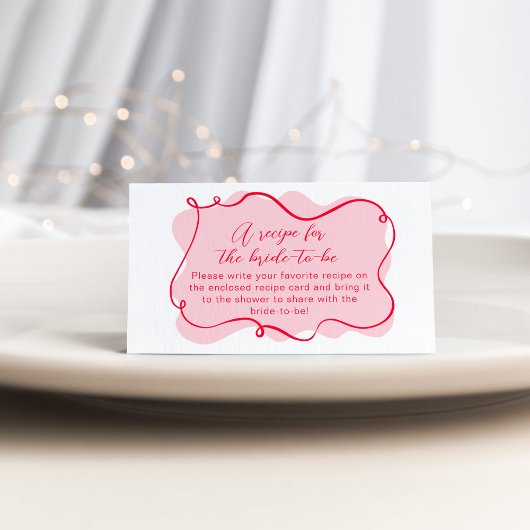 Rosa und rotes, gewelltes Rezept für die Braut Begleitkarte