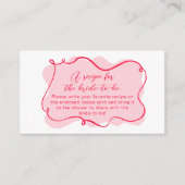 Rosa und rotes, gewelltes Rezept für die Braut Begleitkarte (Vorderseite)