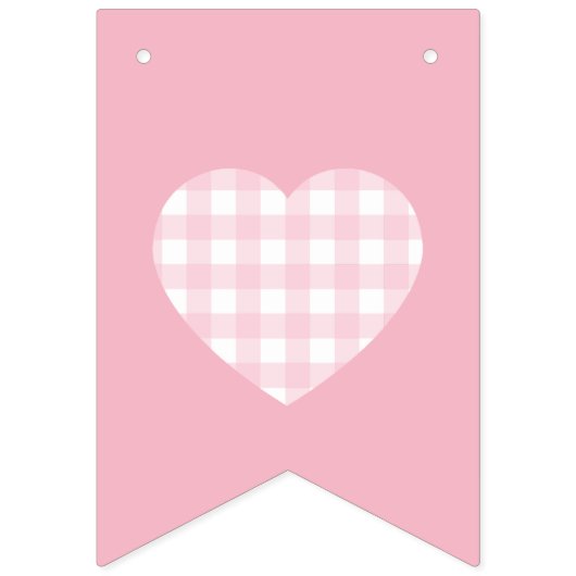 Rosa und Rotes Gingham Herz Wimpelkette (Zweite Fahne)