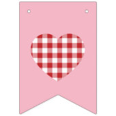 Rosa und Rotes Gingham Herz Wimpelkette (Dritte Fahne)